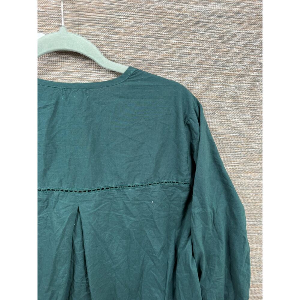 World Market Blouse Womens L/XL Green Embroidered V Neck 3/4 Sleeve Tunic Top - Picture 7 of 11